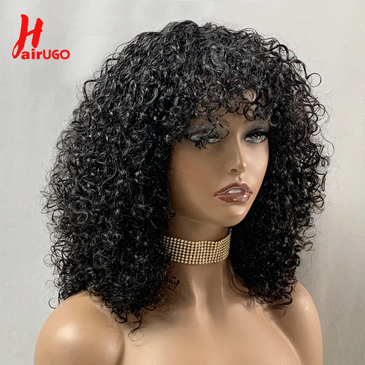 Curly Human Hair Wigs For Women Human Hair Natural Jerry Curly Human Hair Wigs With Bangs Curly Pixie Cut Full Machine Made Wig