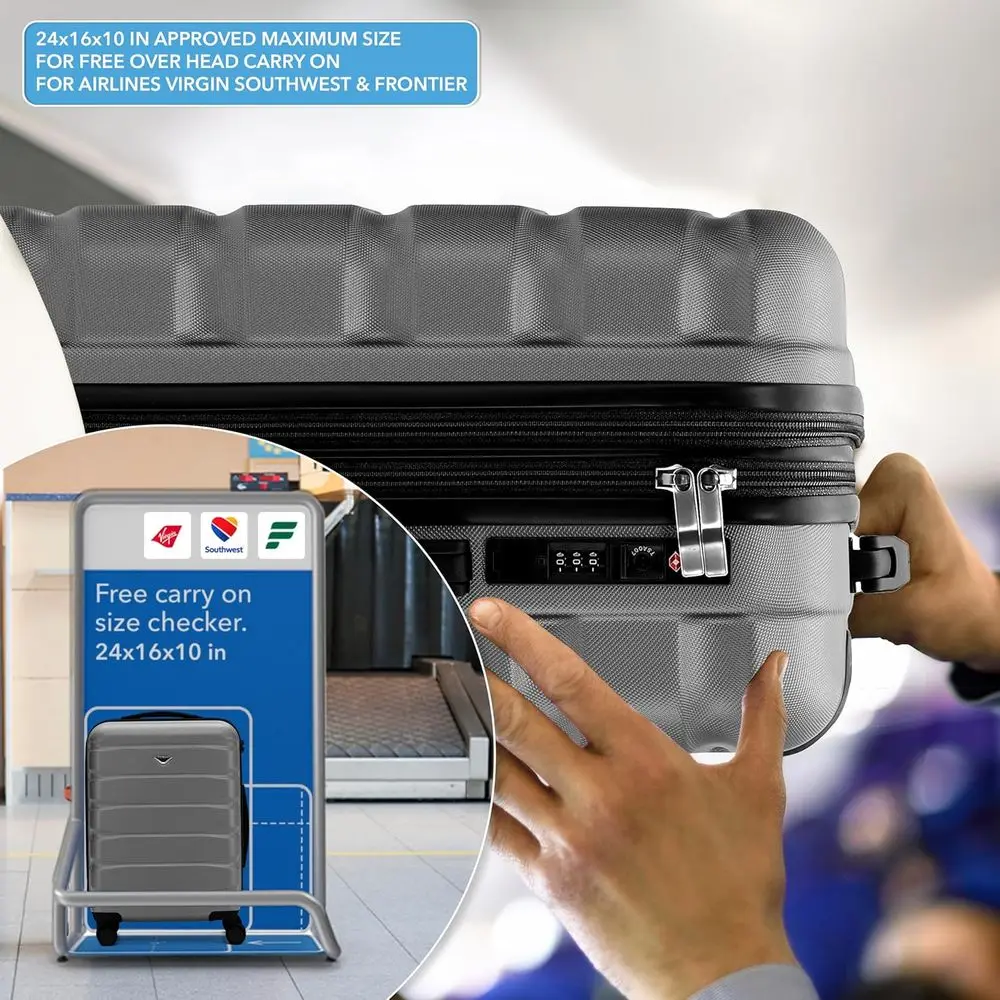 24x16x10 Expandable Hardside Spinner Suitcase with TSA Lock, USB C, Lightweight for Virgin & Southwest Carry-On