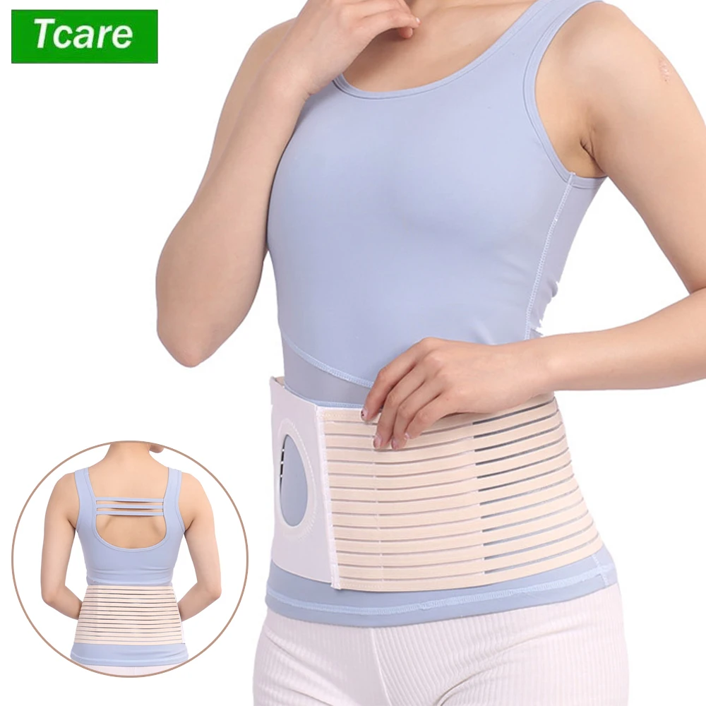 Tcare Ostomy Belt, Unisex Ostomy Hernia Support Belt Abdominal Binder Brace Ostomy Hernia Belt Stoma Support Wraps for Men Women