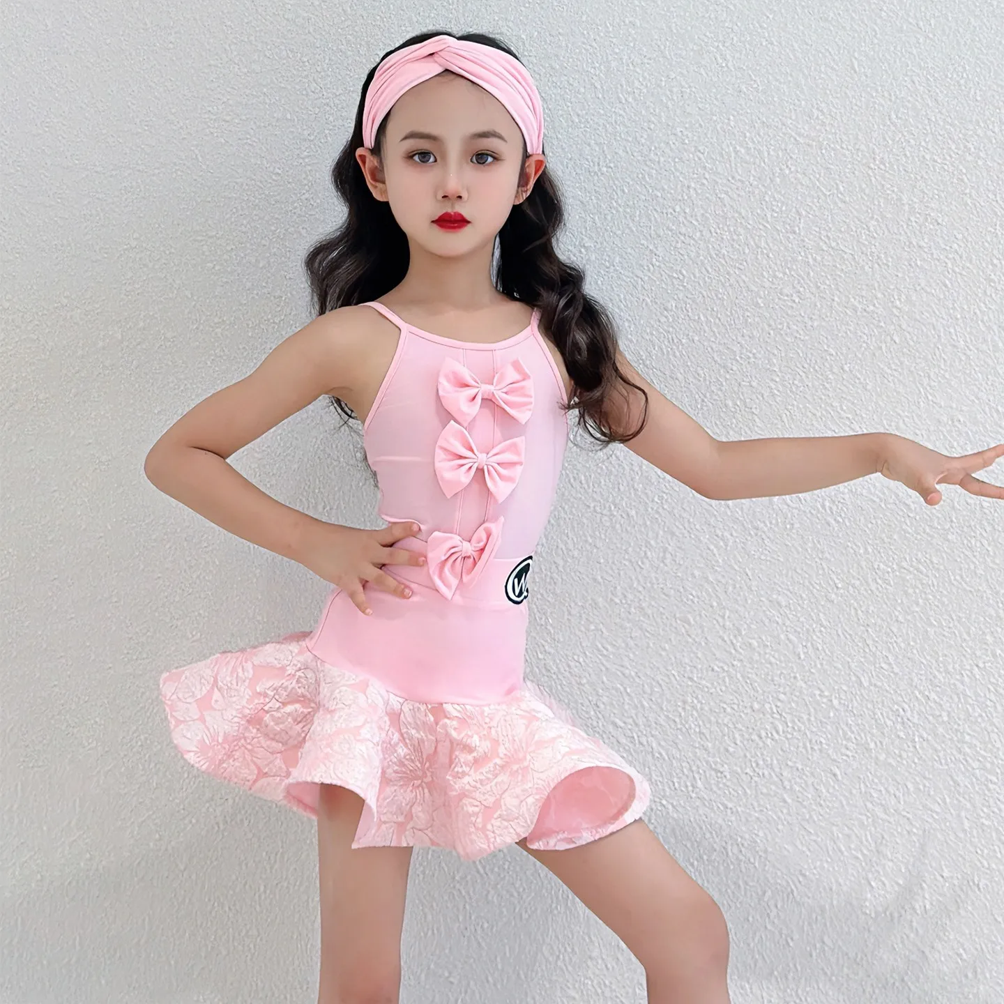 

Summer Pink Latin Dance Dress For Girls Latin Dance Competition Costumes Child Ballroom Dance Performance Clothes SL13280