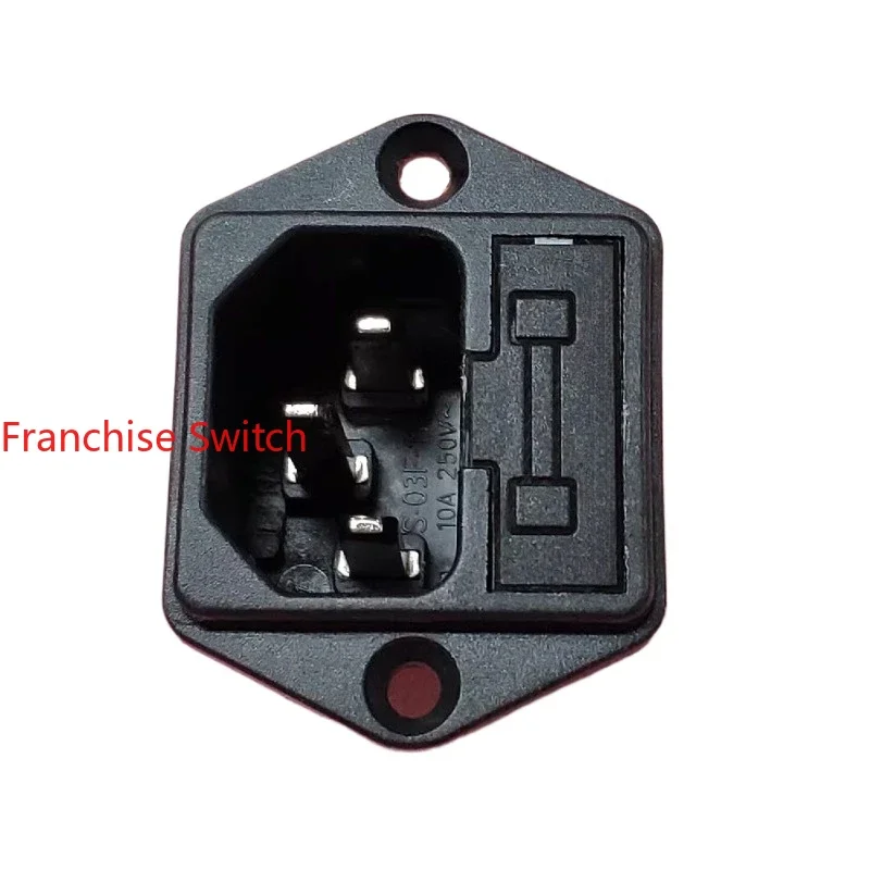 

10PCS With fuse, 2-in-1 AC power socket S-03F-11 with ears 10A