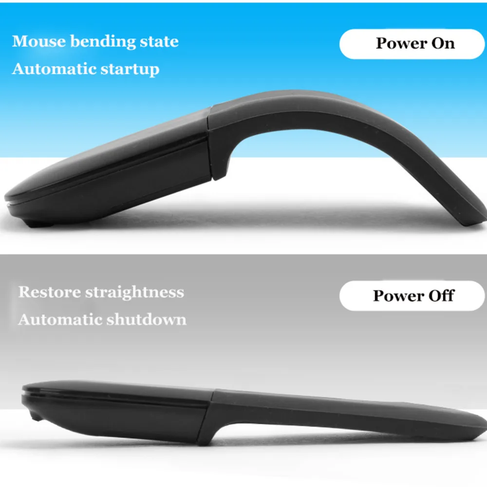 Portable Wireless Bluetooth Arc Touch Mouse Foldable Ultra-thin Mute Ergonomic Computer Mice For Microsoft PC Laptop Office Use