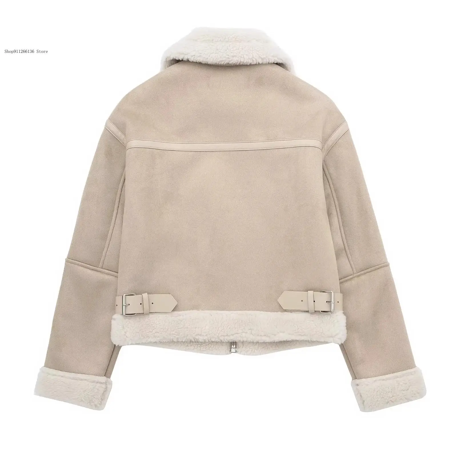 American Retro Personalized Zipper Style Short Jacket with Two Collars and Color Blocking Double-Sided Thick Jacket