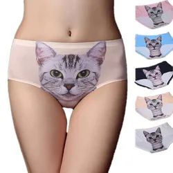 Cute 3D Cat Print Panties Women Underwear Cartoon Animal Kawaii Underpants Breathable Sweet Seamless Girls Sexy Briefs Lingerie