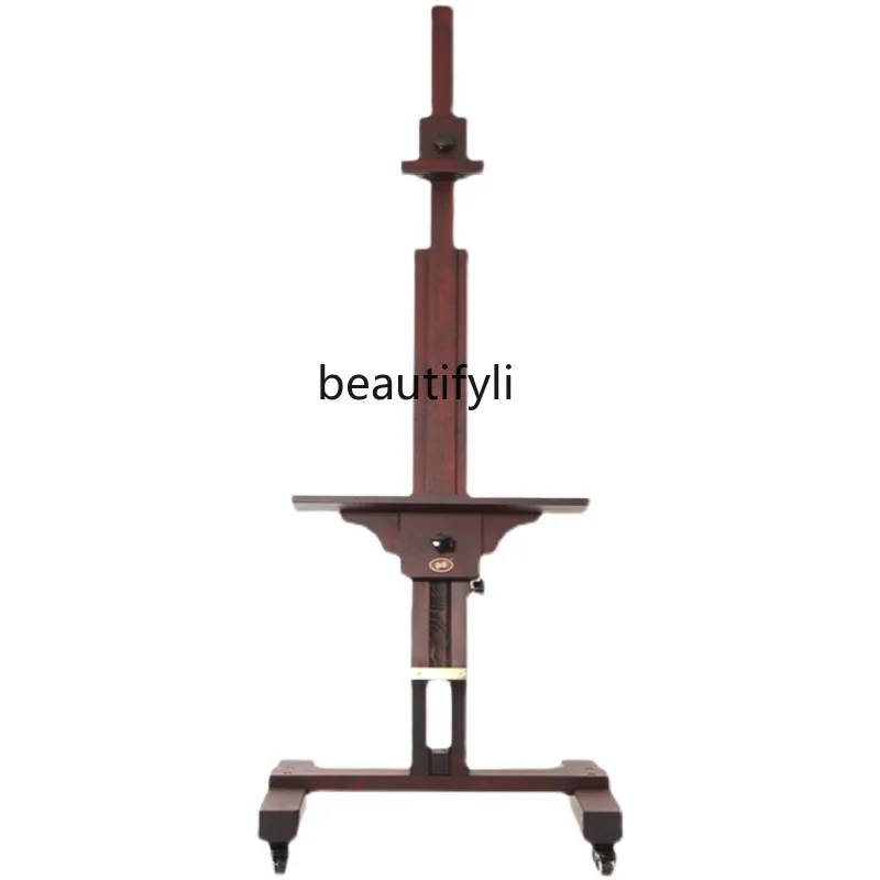 High-End Wooden Oil Painting Easel Beech Display Stand Sketch Gouache Flat Rack Adjustable Flat Dual-Use Telescopic