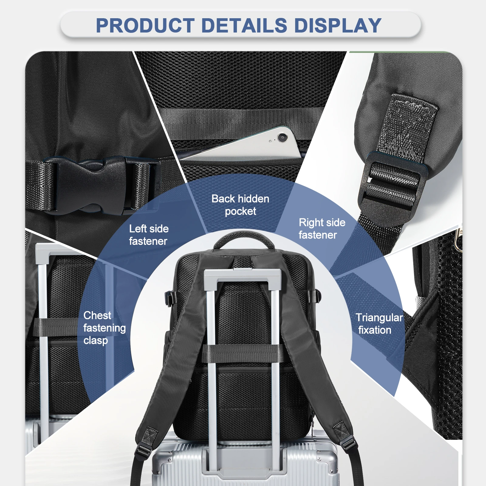 Reiserucksack unter dem Sitz, Ryanair Wizzair 40 x 30 x 20 Flugzeug-Reiserucksack, Herren-Business-Laptop-Rucksack, Handgepäck-Tasche