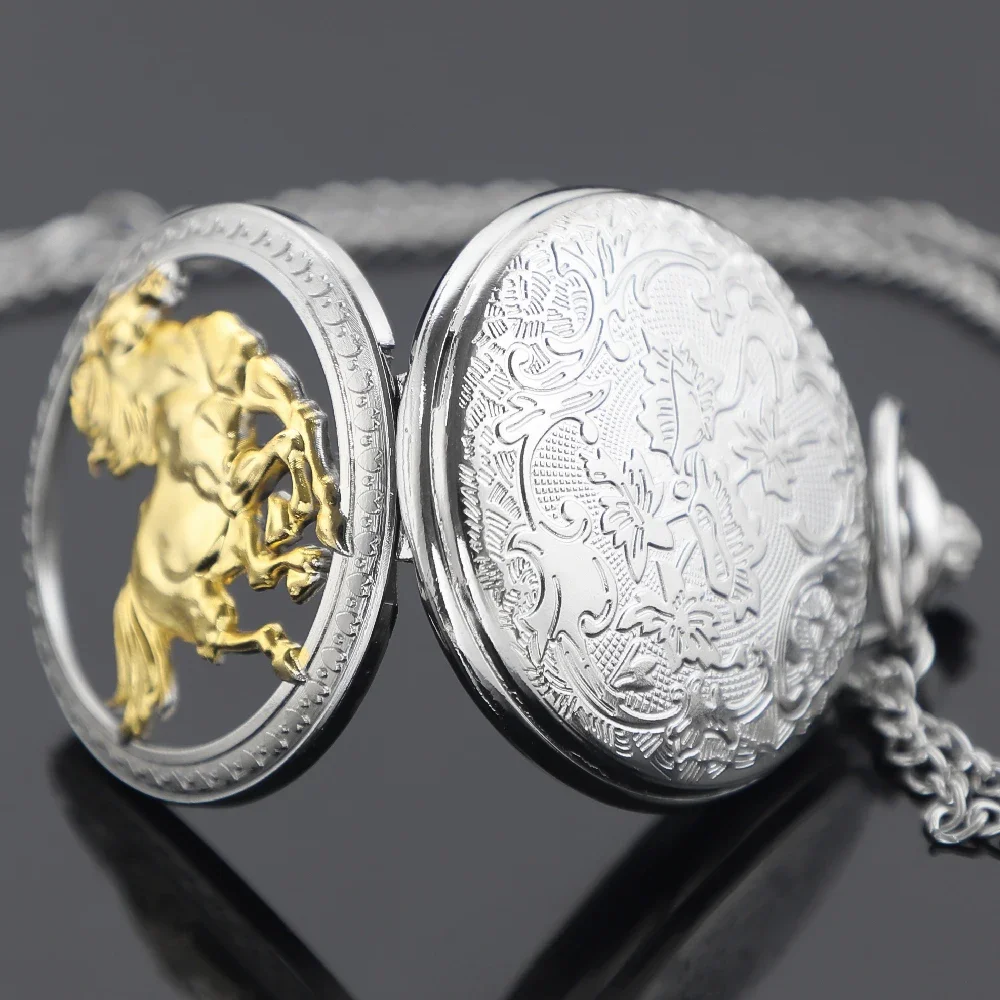 خمر الحصان تصميم جوفاء ساعة الجيب الكوارتز سلسلة قلادة ساعة قلادة الساعات للرجال النساء الاطفال هدايا فريدة من نوعها