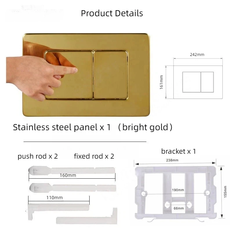 Stainless Steel Flush Panel Suitable for Geberit Cistern Flush Sigma Panel Modern Style Gold Button