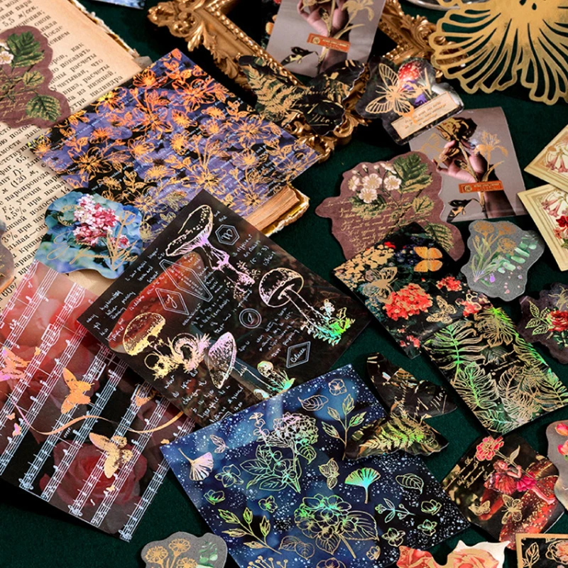 40 sztuk Vintage złote wytłaczanie na gorąco zestaw naklejek Scrapbooking papier dekoracyjny materiały do scrapbookingu zestaw