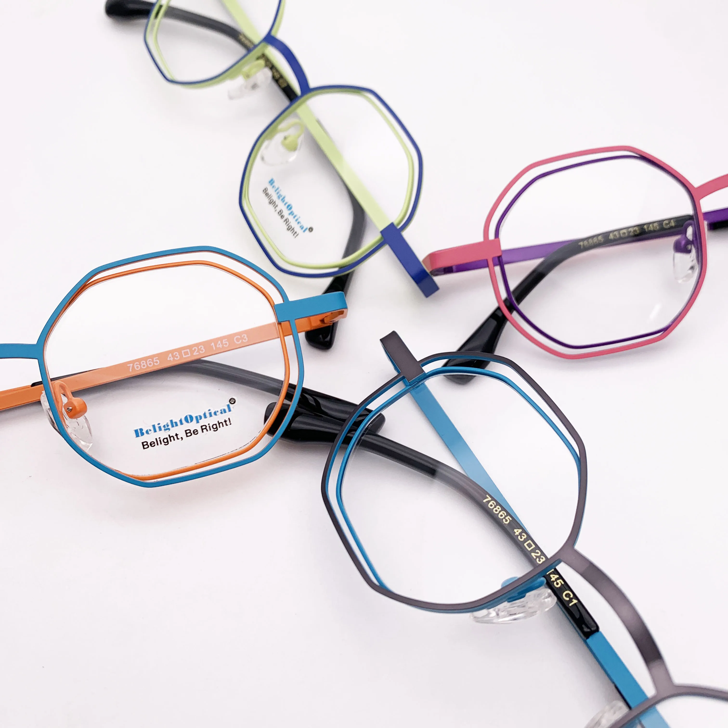 Kacamata Optik Bentuk Pir Dek Ganda Logam Antik Warna-warni Mewah Bingkai Kacamata Lensa Resep Gaya Wanita 76865