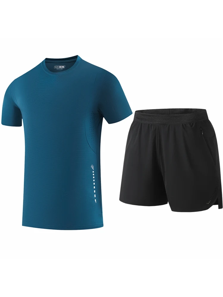 Ice Silk Sports Set for Men Summer New Loose Short Sleeve T-Shirt And Shorts Two-Piece Casual Sportswear Youth Five-Pocket Pants view 4