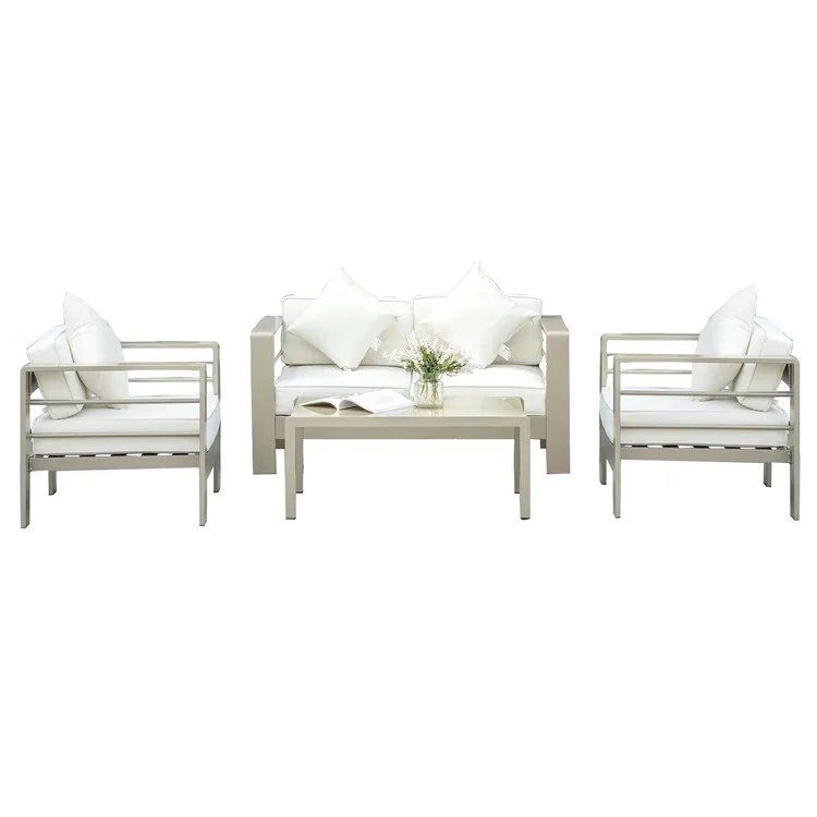 

4pcs Aluminum Outdoor Sofa Set for Living Room Hotel Villa Park Courtyard Farmhouse Apartment