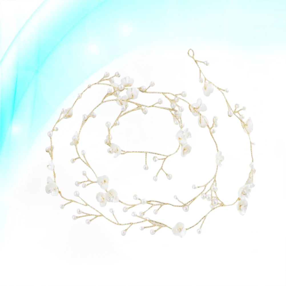 

Pearl Hair Chain Bridal Flower Headband Wedding Accessories Elegant Bead Design Vine Shape Changeable Durable Wire Bands