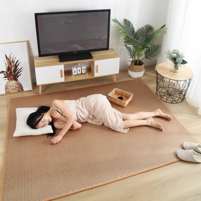 Natural Japanese Style Rattan Mat Carpet Living Room Bedroom Summer Cool Floor Mat Tatami Mat Baby Children Mat Bay Window Mat