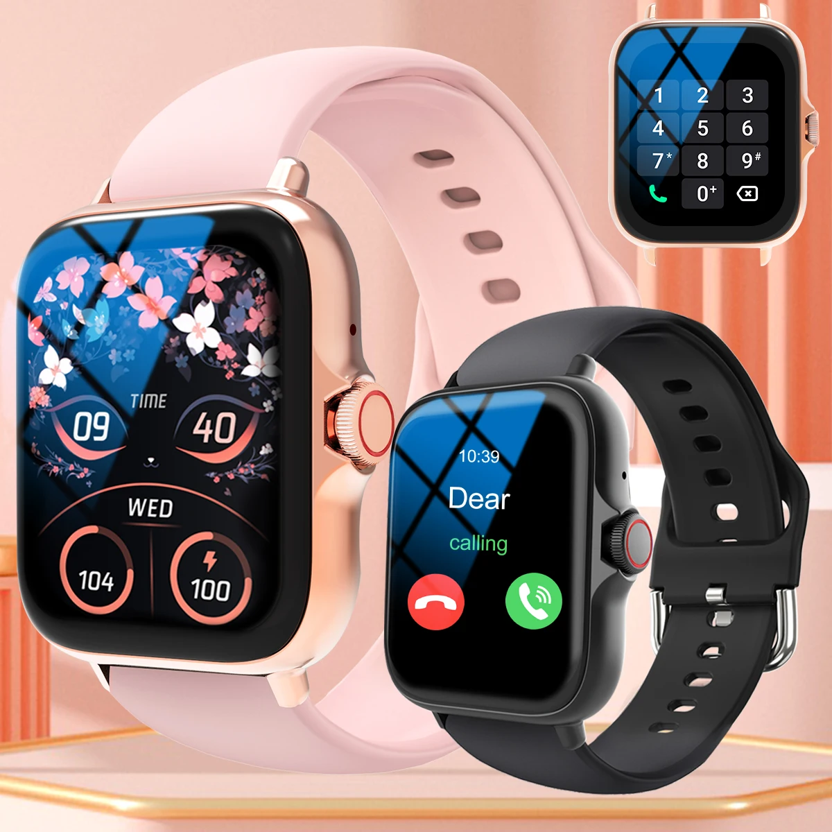 Smart watch, can answer and make calls, message reminder, multiple APP reminders, suitable for men and women, custom wallpaper