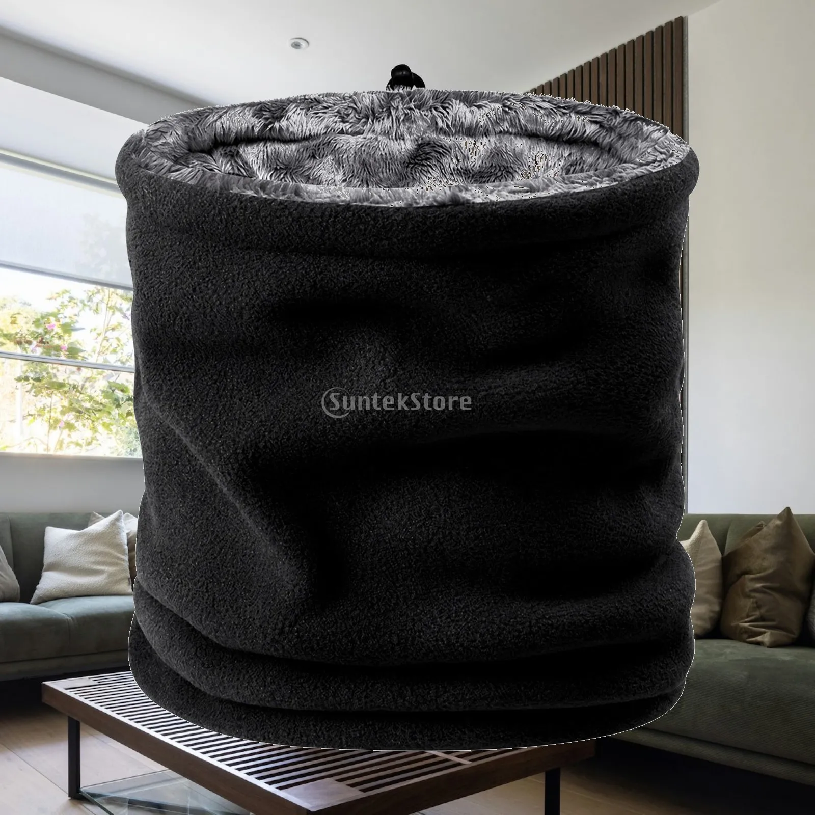 Fleece-Lined Neck Gaiter Wind-Blocking Winter Neck Warmer with Drawcord Helmet Liner Stretchy Fleece Face Mask Scarf