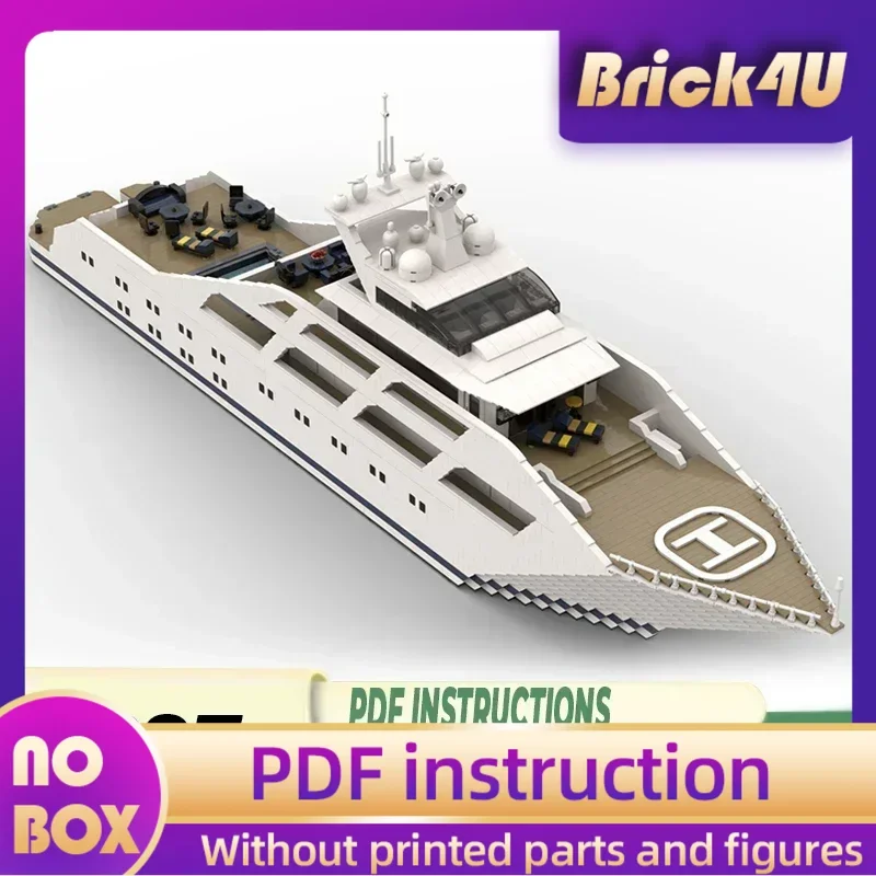 

Moc Building Bricks Ship Model Luxury Super Yacht In Minifigure Size Technology Blocks Gifts Christmas Toys DIY Sets Assembly