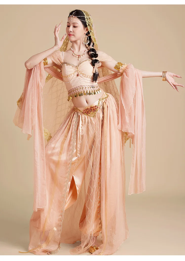 

Women Halloween Princess Pants Costume Bollywood Dance Performance Festival Party Cosplay Jasmine Princess Fancy Outfit Sari