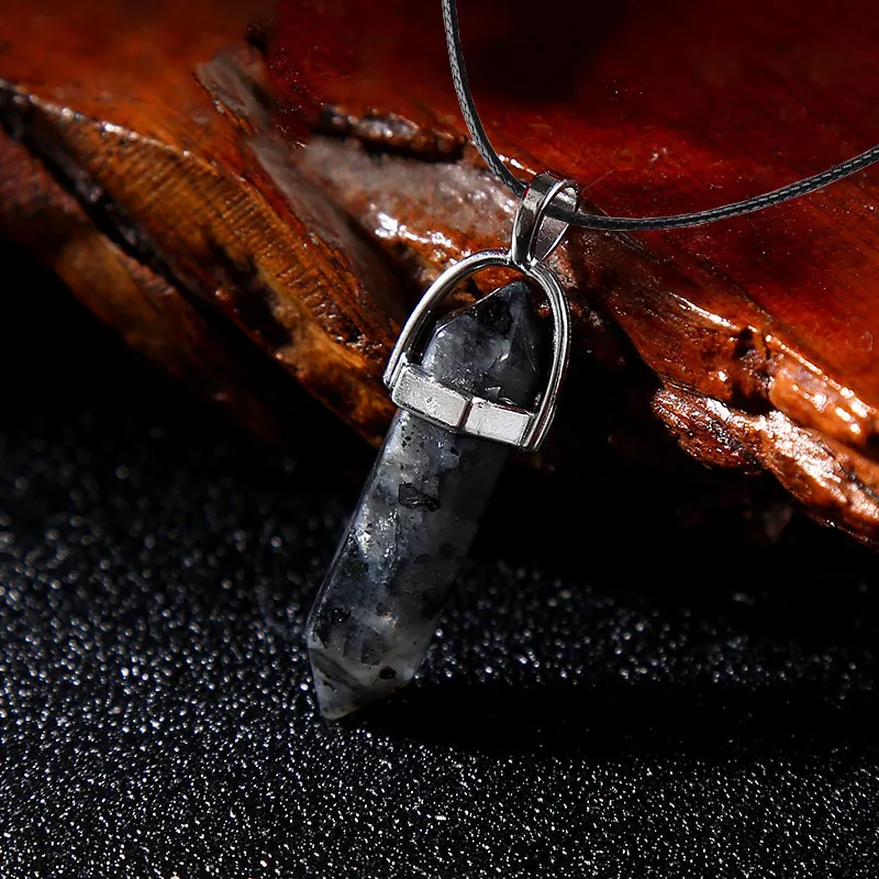 Mode Sechseckige Spitze Reiki Chakra Stein Anhänger Halskette für Frauen Mädchen Schmuck 18 zoll Kette klobigen Anhänger Geschenk Großhandel – Detail 6