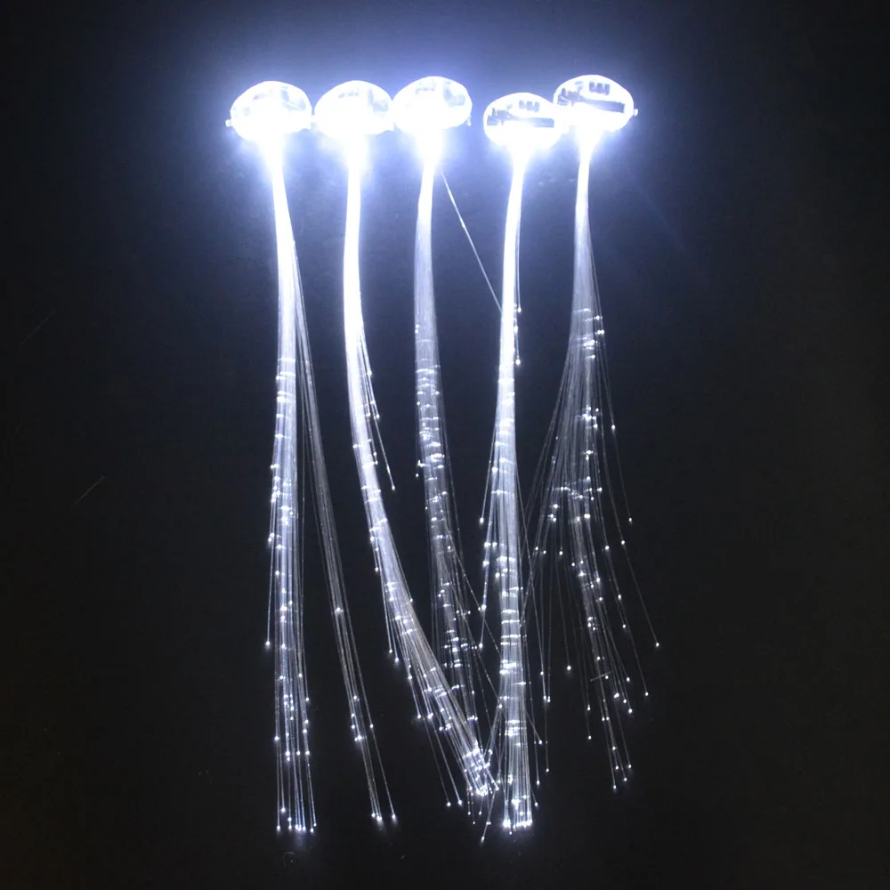 30/50/100pcs White LED Lights Hair Fiber Optic Barrettes Extensions Flashing Braid Clips Bar Concert  Glow Party Favor Halloween