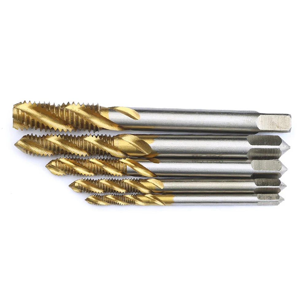 

5pcs Hand Tap Drill Bits HSS 4341 Screw Spiral Point Thread M3 M4 M5 M6 M8 Metalworking Hex Shank Machine Taps Kit Metric Plug