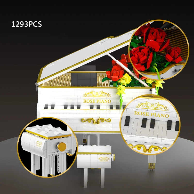 Idea Musical Instruments Mini Block Music Rose Piano Flower Pianoforte Building Bricks Educational Toys Collection For Gift