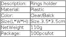 100Pcs/lot Plastic Ring Display Holder Sheet 3.8cm Dia Black Clear Ring Organizer Storage Stand
