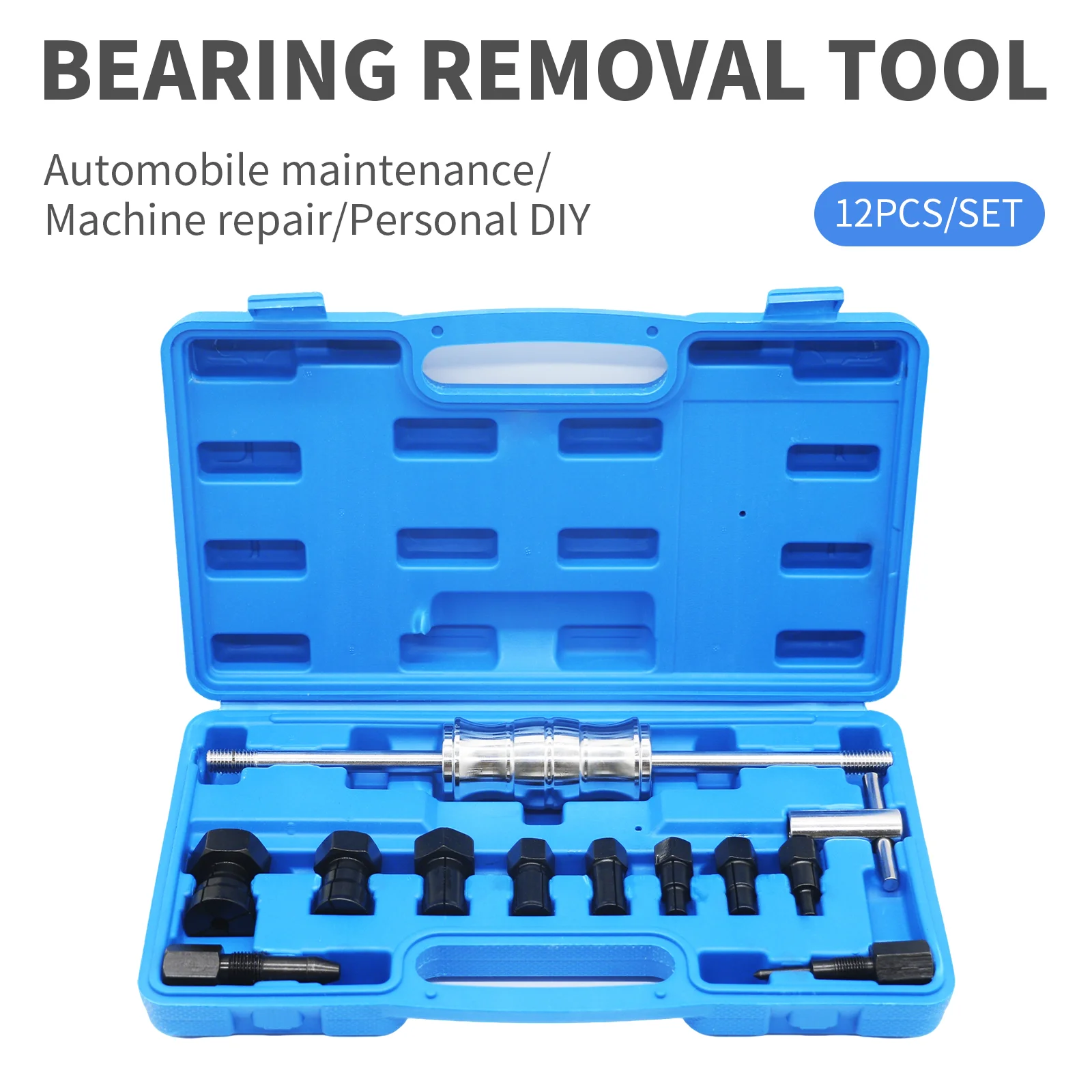 Slide Hammer Bearing Removal Tool 12Pcs/set Internal Extractor for Car Maintenance Blind Hole Bearing Extraction 8-32MM Range