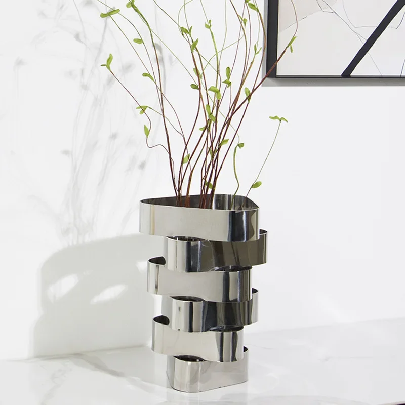 Metal Vase Irregular Home Desktop Decoration Vase Art Flower Arrangement Tool Living Room Wine Cabinet Entrance Hall Decoration