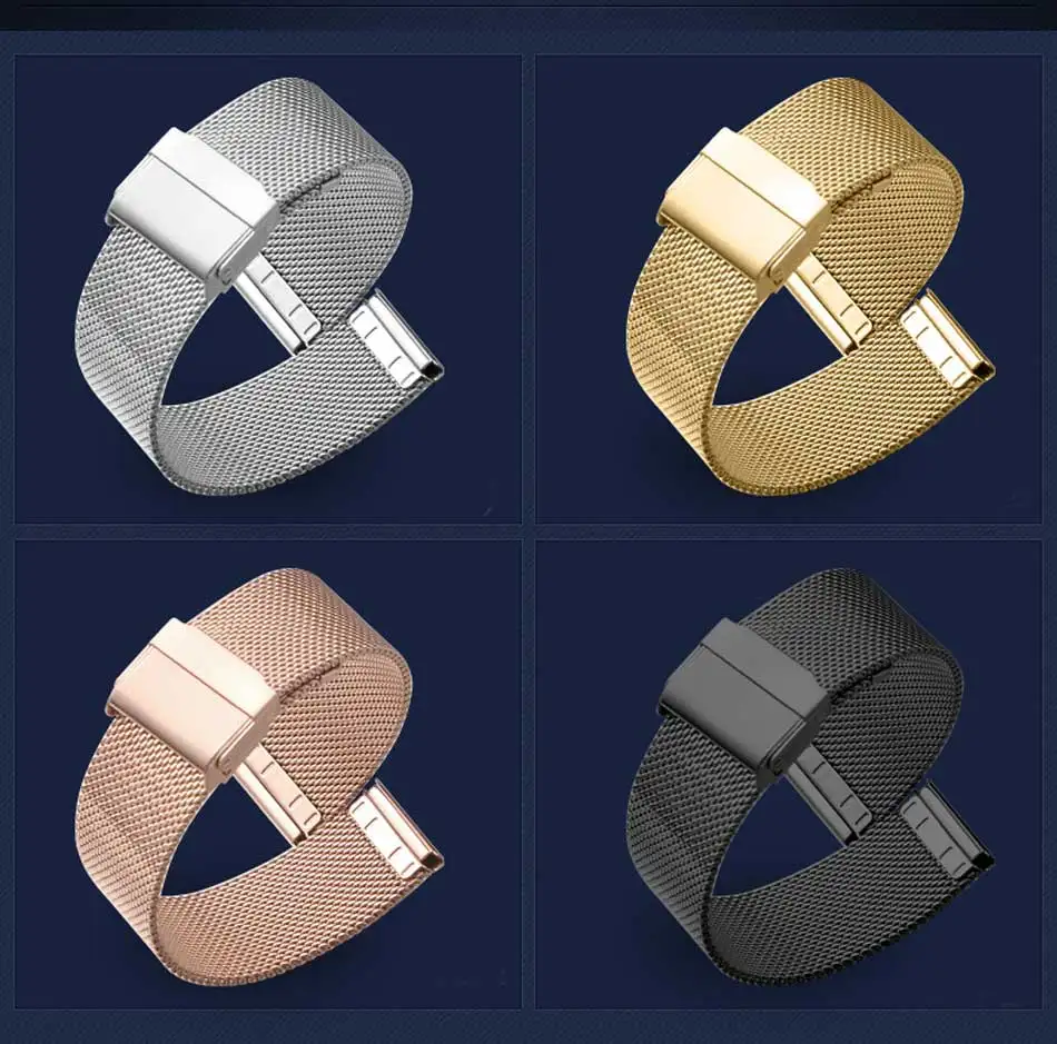 Milanese Uhrenarmband 12mm 14mm 16mm 18mm 20mm 22mm 24mm Universal Edelstahl Metall Uhrenarmband Armband Schwarz Roségold – Detail 2