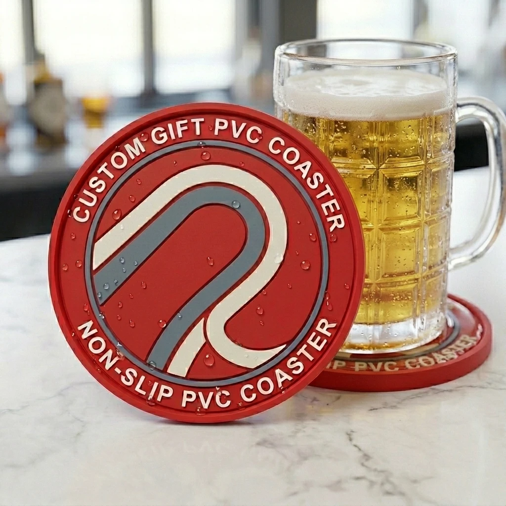 Custom Soft PVC Cup Coaster Personalized Logo Rubber Drink Mat Any Shape for Home Bar Table Decor