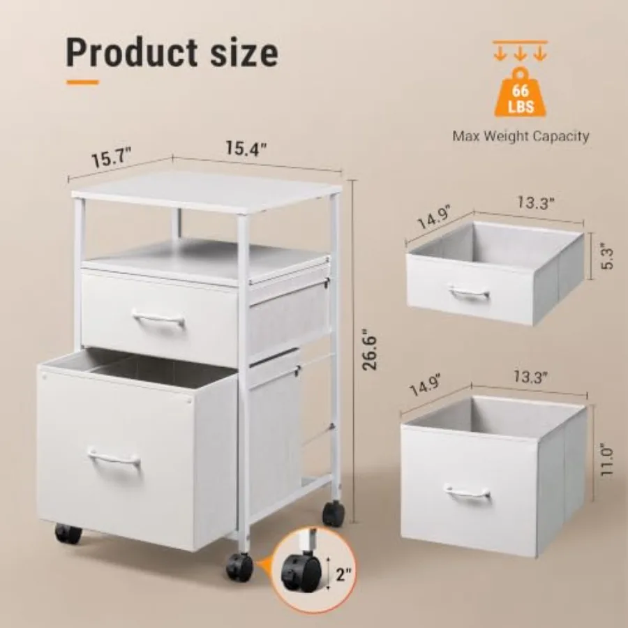 2 Drawer Fabric Vertical Filing Cabinet, Rolling Printer Stand, Rolling Printer Stand, Fabric Vertical Filing Cabinet fits A4 o
