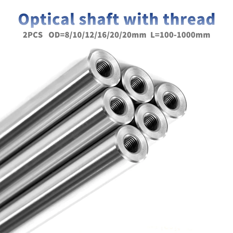

2PCS linear shaft OD8/10/12/16/20/25mm Length100-1000mm with two ends of M4/M5/M6 thread hole depth of Chromed Harden Rod Shaft