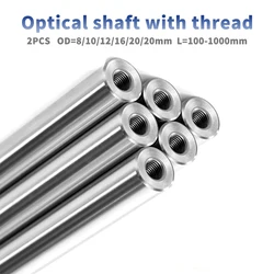 2PCS linear shaft OD8/10/12/16/20/25mm Length100-1000mm with two ends of M4/M5/M6 thread hole depth of Chromed Harden Rod Shaft