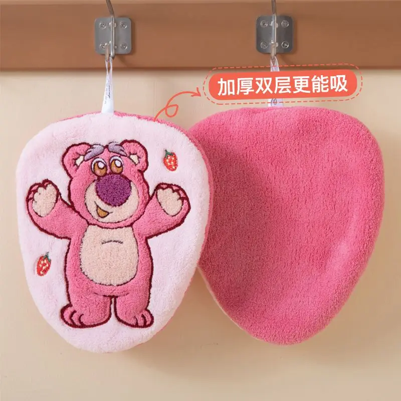 20X20Cm Anime Disney Lotso Stitch Hanging Hand Towels Cartoon Cute Adult Portable Household Handkerchief Kitchen Absorb Water