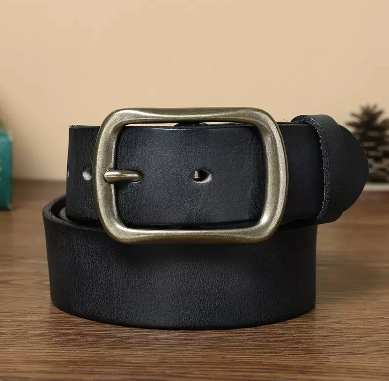

Luxurious vintage hand-polished mixed-color copper buckle men's belt, high-end genuine leather, fashionable pure cow leather