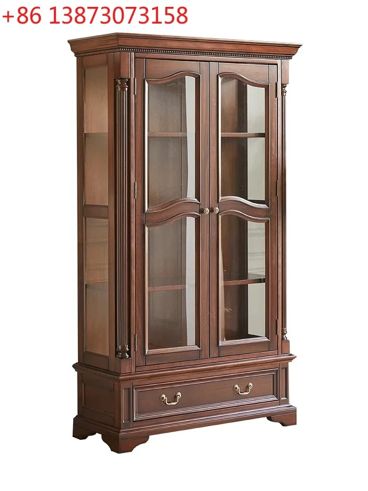 

Американский настенный винный шкаф из массива дерева с двойными стеклянными дверцами для дома и гостиной