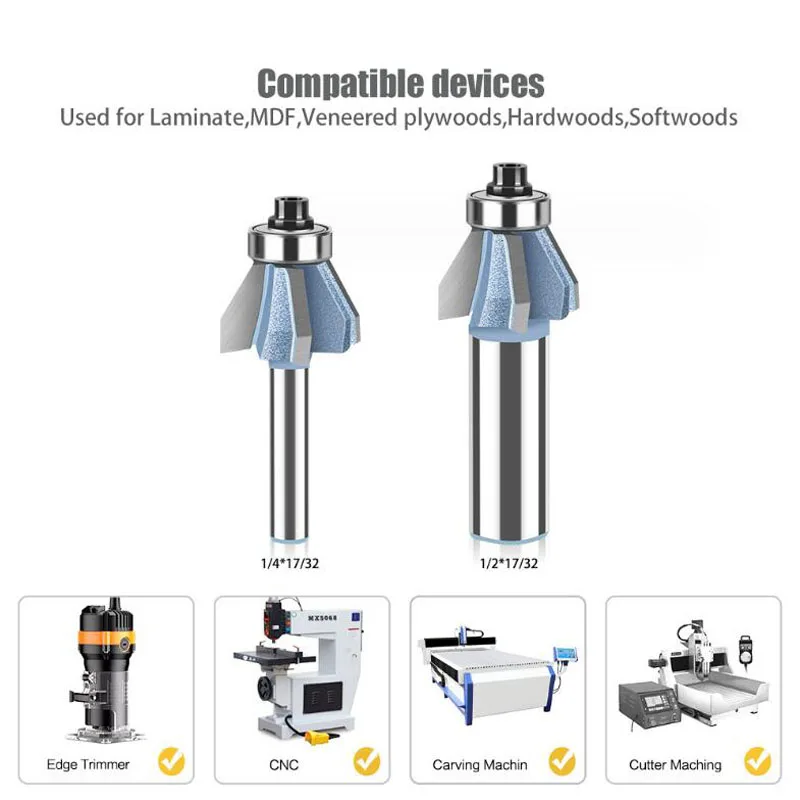 60 Degree Z4 Chamfer Router Bit Bevel Edging Milling Cutter With Top Bearing Wood Cutting Tool Woodworking Tool