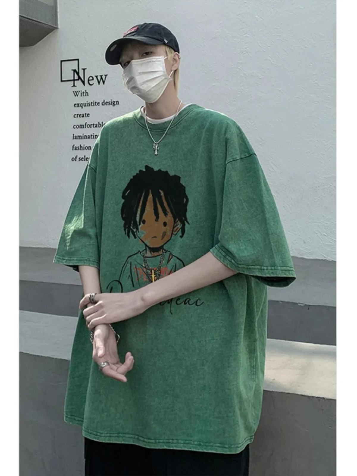 

Мужская летняя модная свободная футболка с коротким рукавом из дышащего хлопка с круглым вырезом