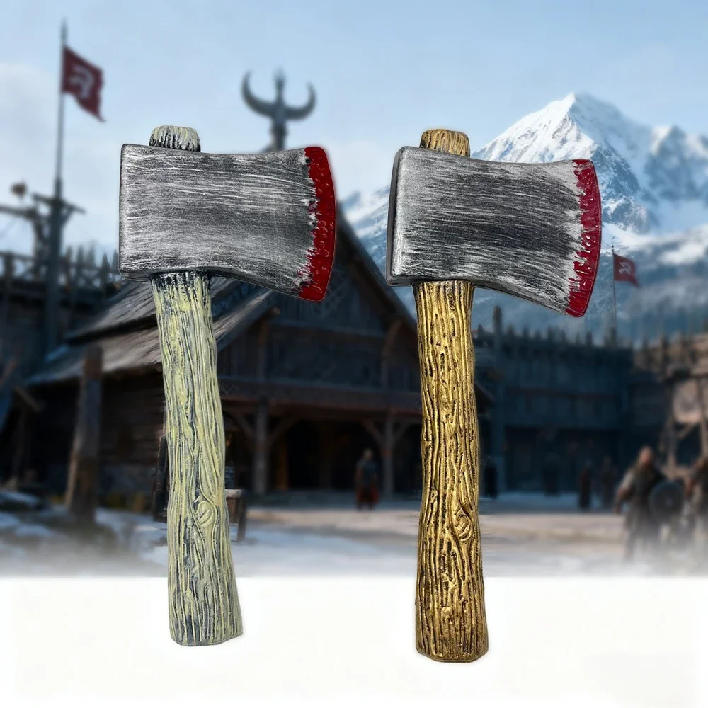 مجموعة سكين لعبة بلاستيكية للهالوين وفأس معركة القراصنة أسلحة تنكرية واقعية لتزيين الحفلات المخيفة وإكسسوارات الأزياء التنكرية