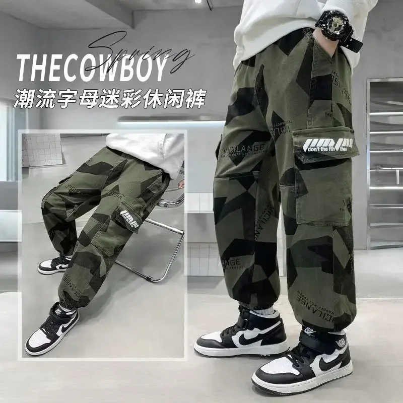 

Spring Pants for Boys Cargo Camouflage Kids 4 5 6 7 8 9 10 11 12 13 14 15 Year Summer Clothes