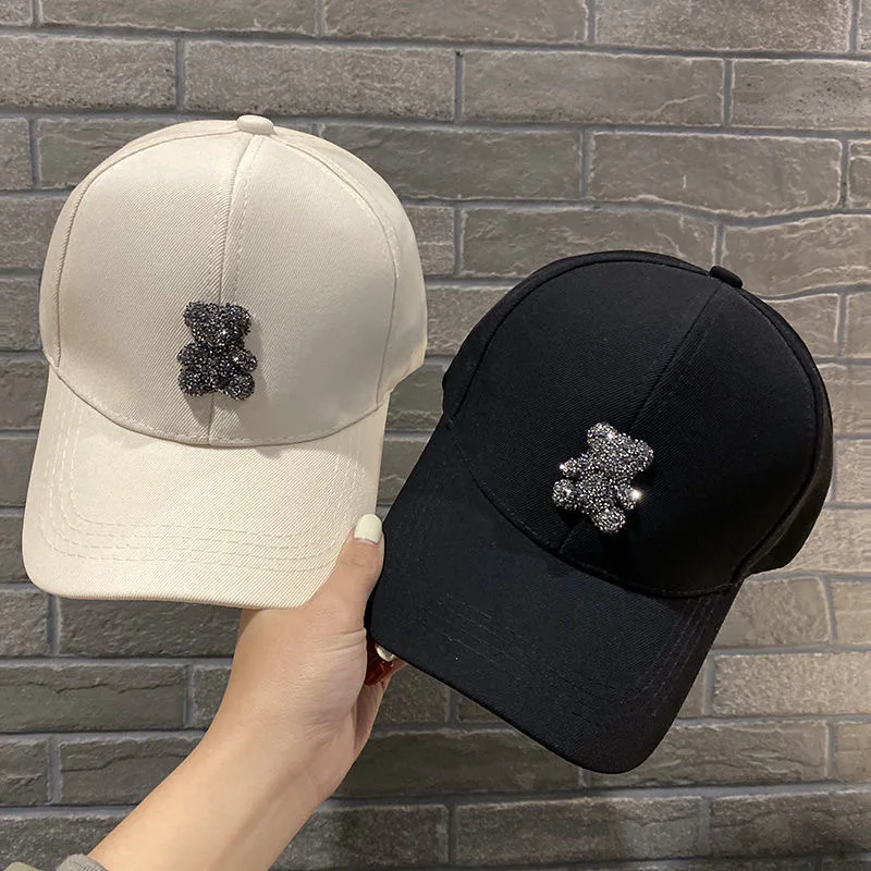 

Baseball Hat for Men and Women Fashion Sunshade Hat Spring and Autumn Rhinestone Bear Baseball Cap For Outdoor Sports