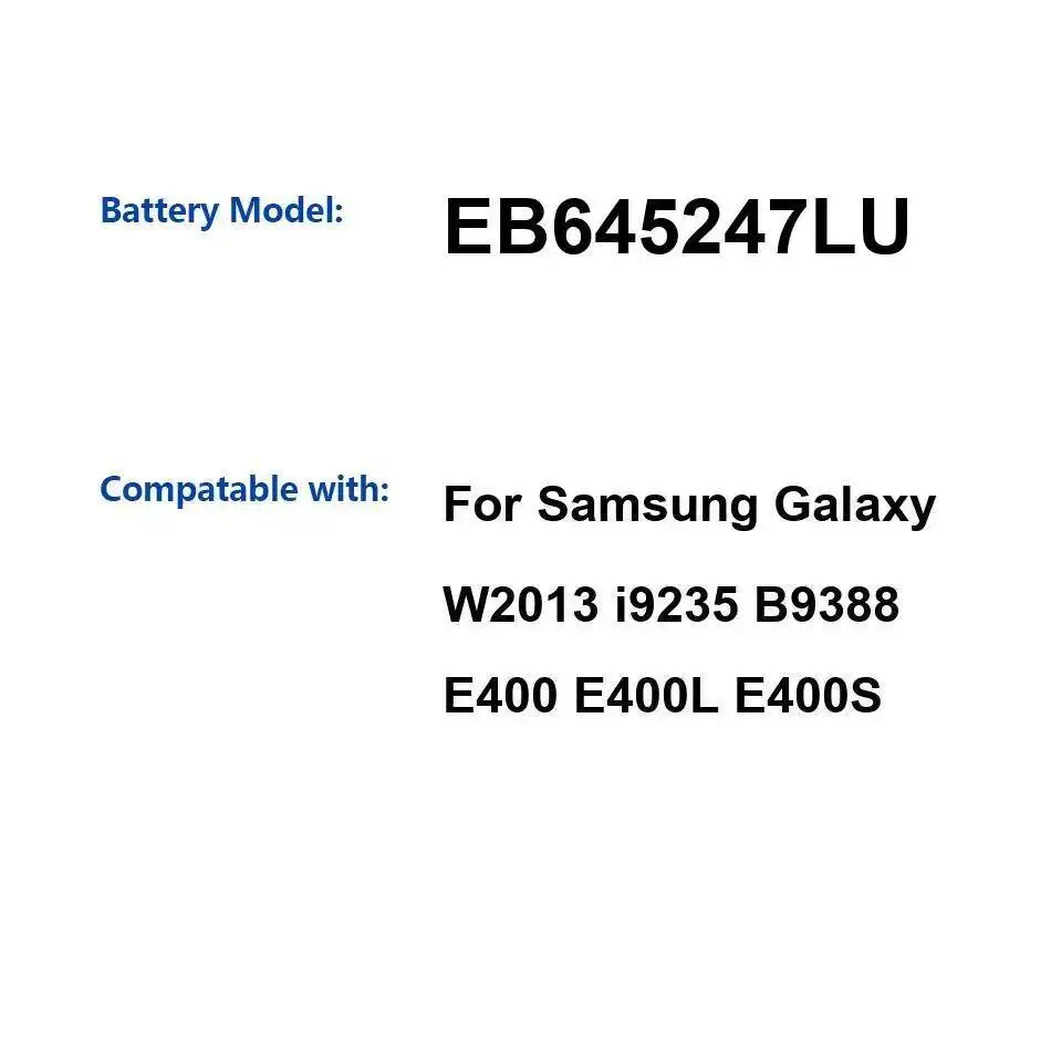 

Reliable Replacement EB645247LU For Samsung Galaxy W2013 I9235 B9388 E400 E400L E400S 1820Mah Mobile Phone Battery
