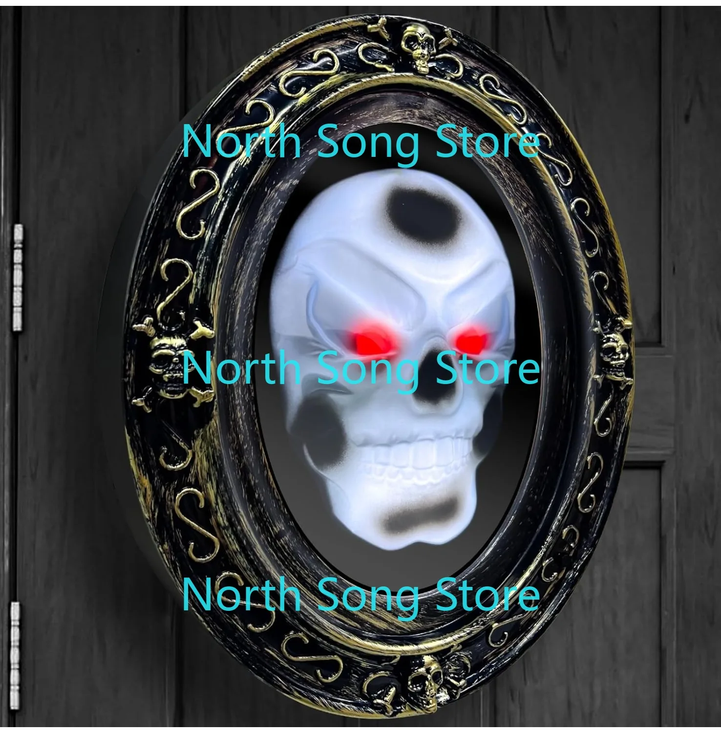 Motion Activated&Light Sensor Design Halloween Animatronic Talking Haunted Mirror with Creepy Sound and Light Horror Prop Decor