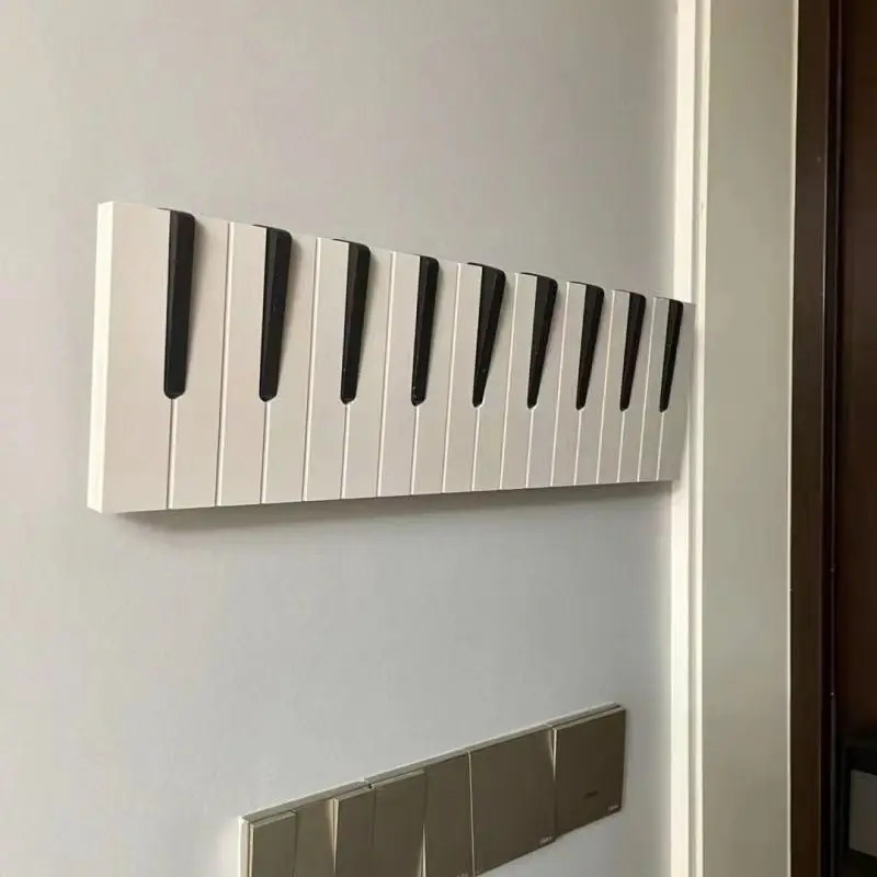 Creative Piano Keys Wall-Mounted Organizer Shelf Entryway Key, Coat And Hat Storage Rack Bedroom, Living Room Wall Decoration