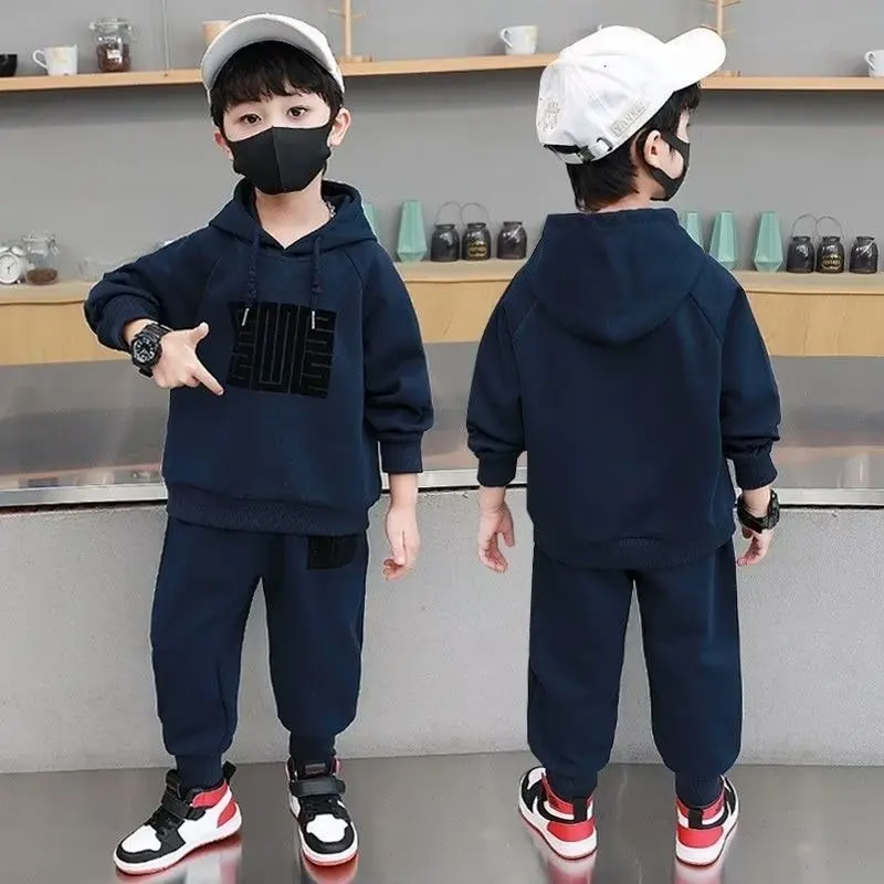 Children Fleece Sweater Sets Boys Hoodie+ Pants 2Pcs Winter Outfits Kids Tracksuit Autumn Winter OutwearClothing Sets for 2-10 Y