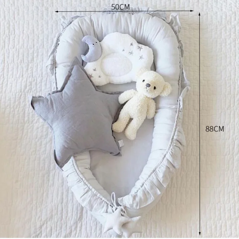 88*50*15cm Cotton Cribs Removable Sleeping Nest for Baby Bed Crib with Pillow Infant Toddler Cradle Mattress Newborn Gift