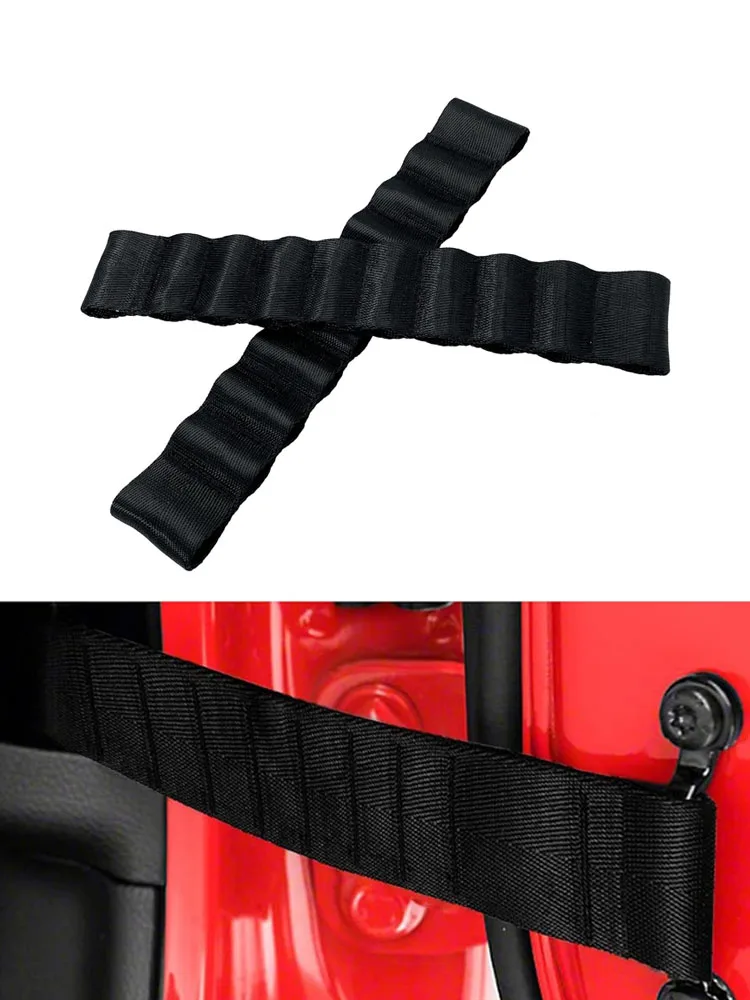 Jeep Wrangler TJ JK JL CJ YJ JKU Door Limit Check Belt Replacement - Adjustable Limit Door Belt, Strong Load 1000 pounds (Black)