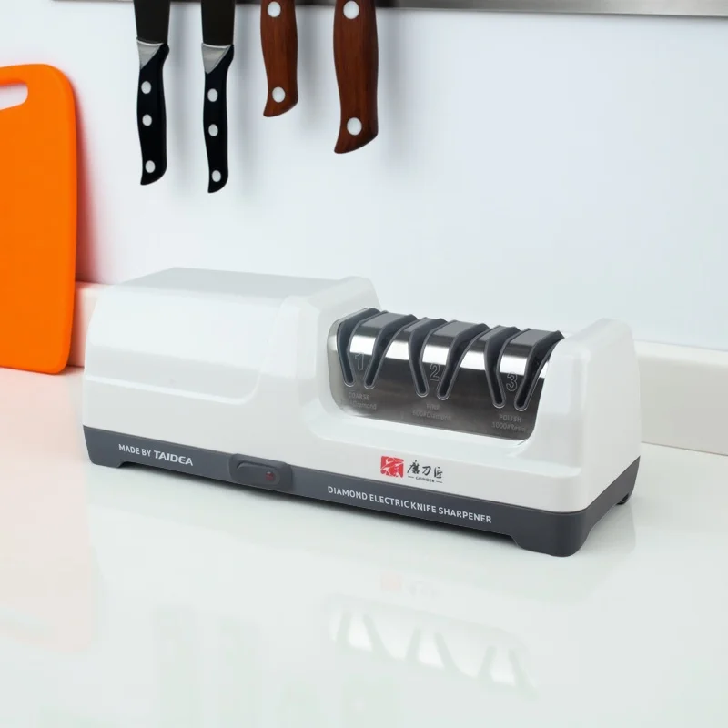 

EU Plug Electric Knife Sharpener Grit 360/600/1000# Polishing Sharpening Stone Professional Kitchen Knife Sharpening System