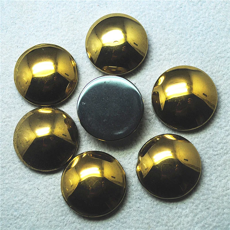 10PCS Golden Hematite Stone Cabochons 20MM round Shape Loose Beads No Hole for Fashion Jewelry Making Top Seller